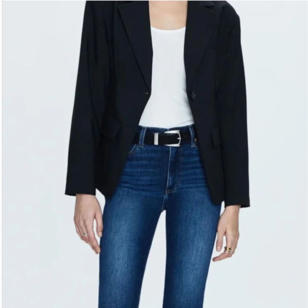 Pistola Stassi Cinched Waist Blazer NWT XS Black Structured Jacket Chic